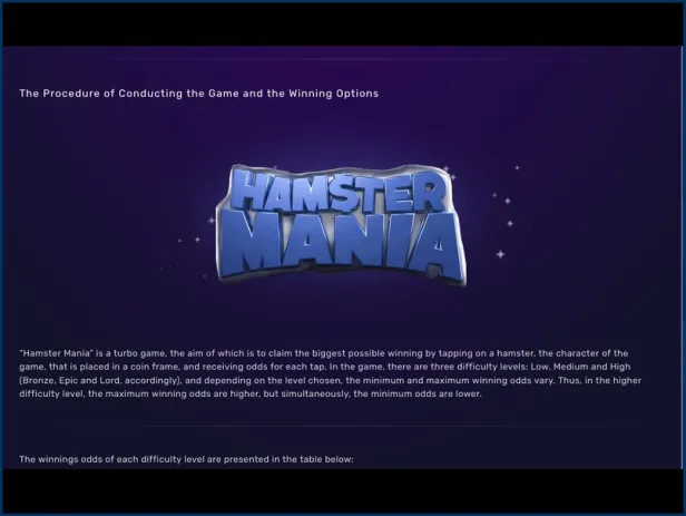Hamster Mania Schwierigkeitsgrad Quotenbereiche