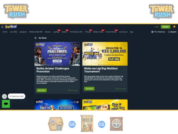 Boni und Sonderangebote für Tower Rush-Spieler im Betika Casino