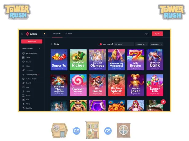 Wie man den Spielautomaten Tower Rush bei Blaze spielt