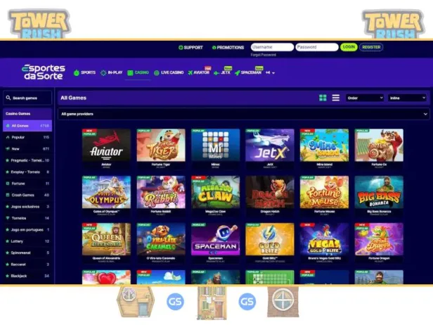 Wie man den Spielautomaten Tower Rush bei Esportes spielt