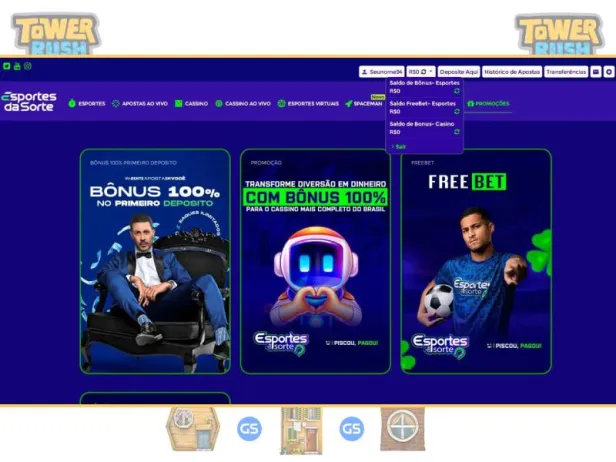 Wie man eine Einzahlung für Tower Rush Galaxsys bei Esportes vornimmt