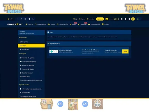 Wie macht man eine Einzahlung für Tower Rush Galaxsys bei EstrelaBet