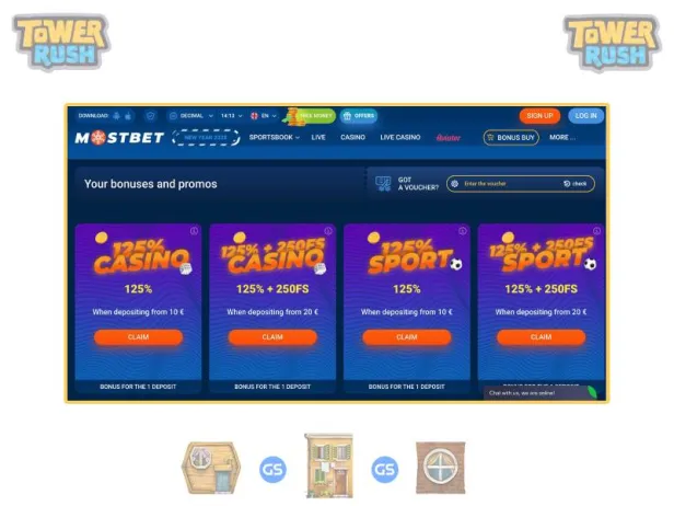 Bonusse und Sonderangebote für Tower Rush-Spieler im Mostbet Casino
