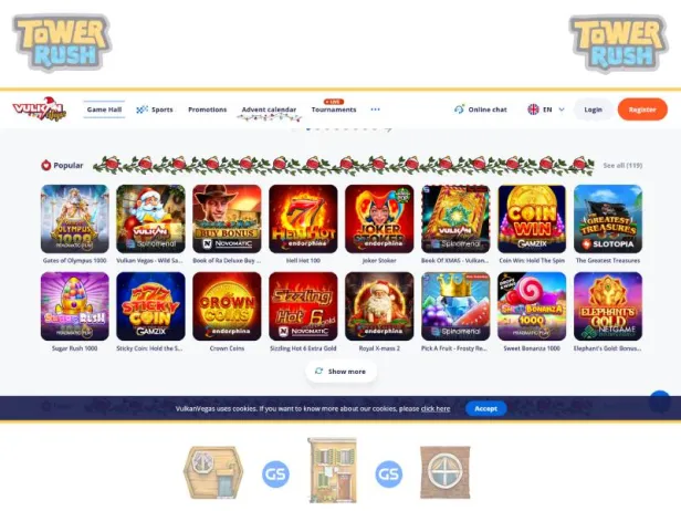So spielen Sie den Spielautomaten Tower Rush bei VulkanVegas