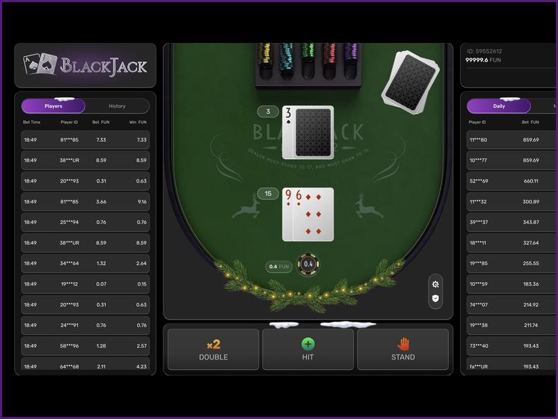 Acciones disponibles en BlackJack: Golpear, Plantarse, Doblar y Dividir