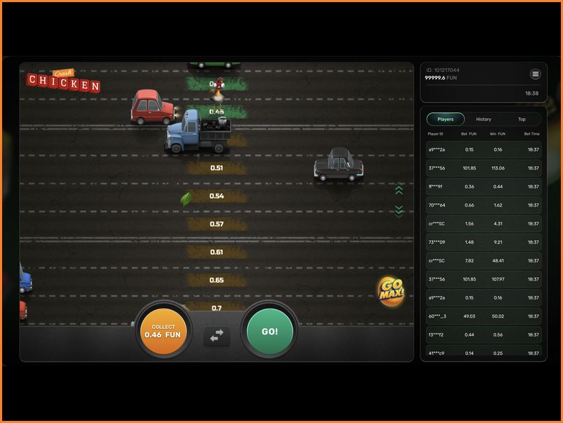 Límites de apuesta y parámetros principales del juego Chicken Crash