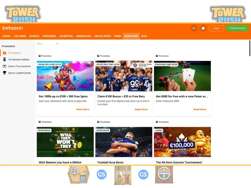 Bonus et promotions pour les joueurs de Tower Rush au Casino Betsson