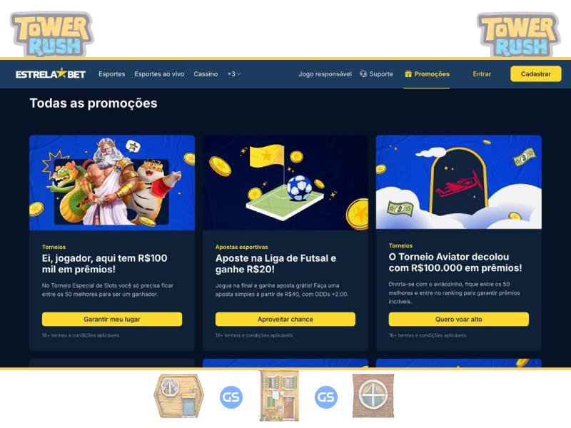 Bonus et promotions pour les joueurs de Tower Rush au Casino EstrelaBet